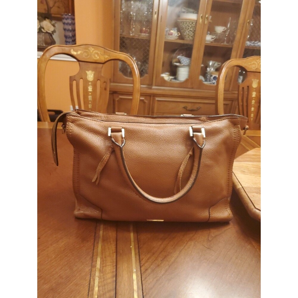 Rebecca Minkoff BROWN Soft Leather Pocket Zipper Top Handles Shoulder Bag